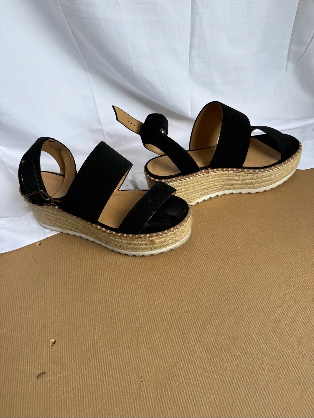 Black Espadrille Platform Sandals - Women